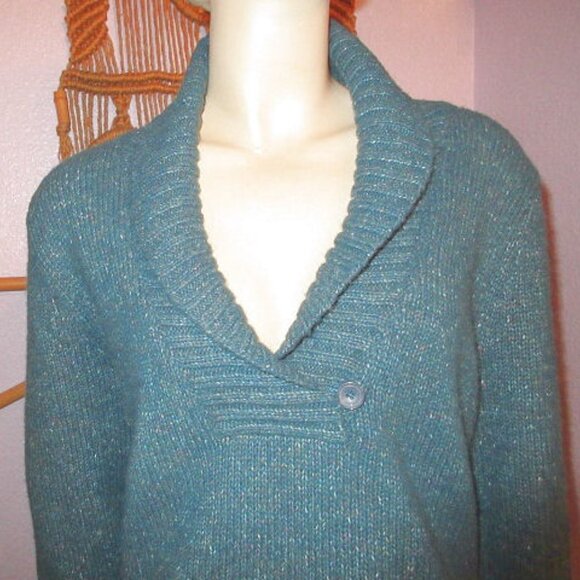 Charter Club Wool Blend Sweater Size L Shawl Collar Pullover Marled Shimmer NWT - Picture 2 of 9